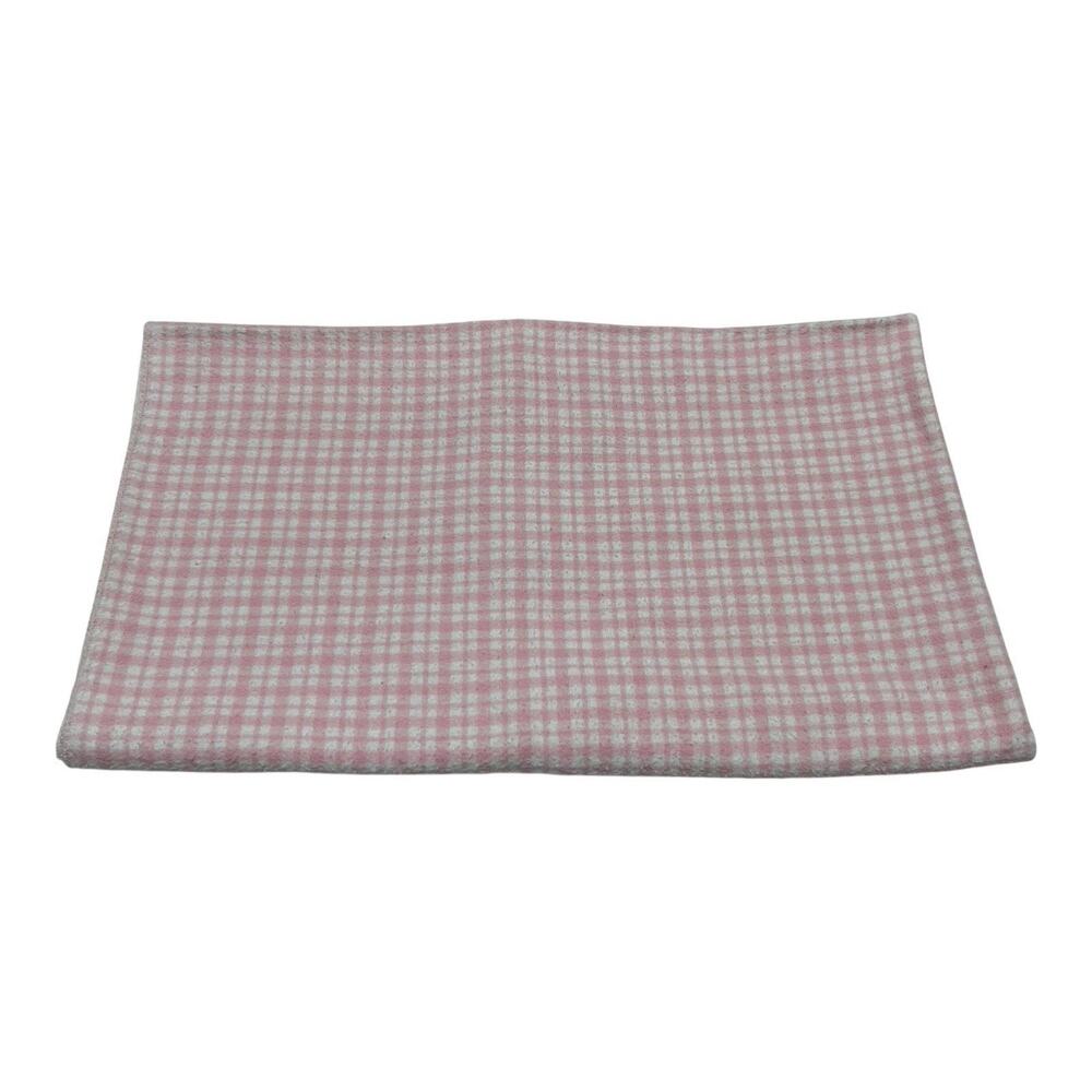 Vintage Made In USA Flannel Cotton Receiving Baby Blanket Pink Plaid Windowpane